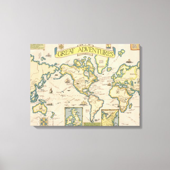 Lienzo Mapa de las grandes aventuras (Anverso)