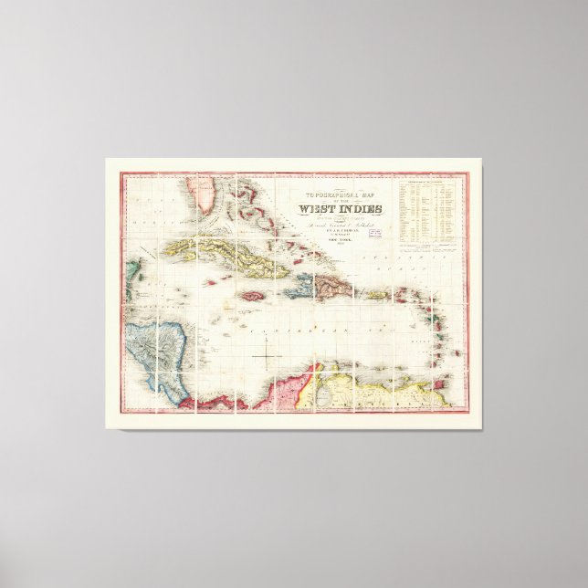 Lienzo Mapa de las Indias Occidentales (1853) (Anverso)