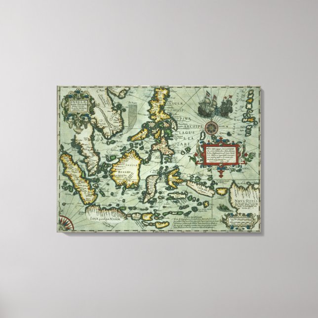 Lienzo Mapa de las Indias Orientales, pub. Amsterdam en 1 (Anverso)