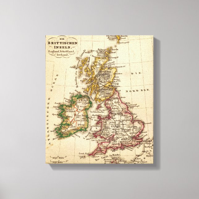Lienzo Mapa de las Islas Británicas (Anverso)