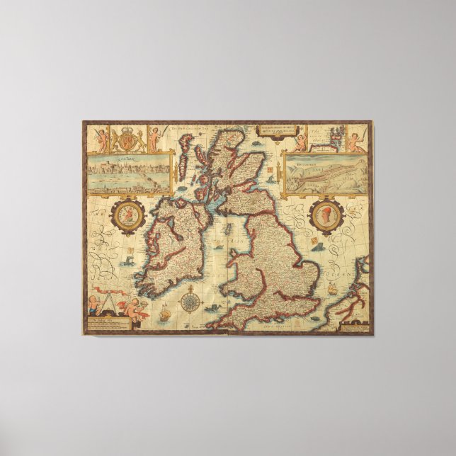 Lienzo Mapa de las Islas Británicas, 1552 - 1629 (Anverso)