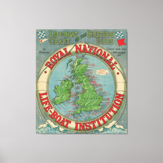 Lienzo Mapa de las Islas Británicas - Gráfico del barco s (Anverso)