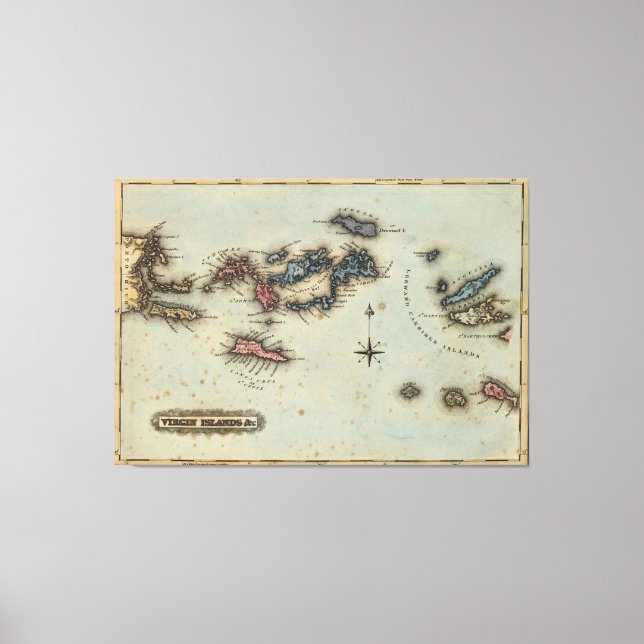Lienzo Mapa de las Islas Vírgenes (1823) (Anverso)