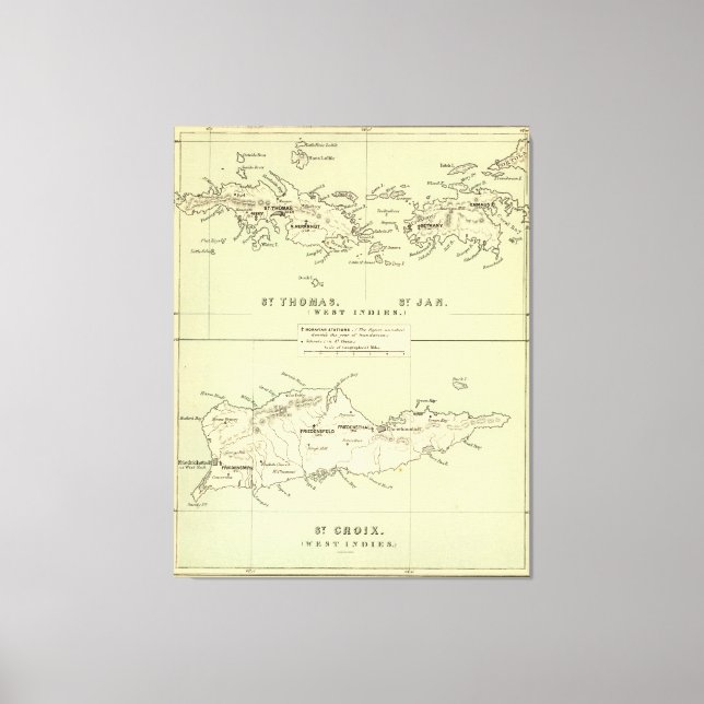 Lienzo Mapa de las Islas Vírgenes (1853) (Anverso)