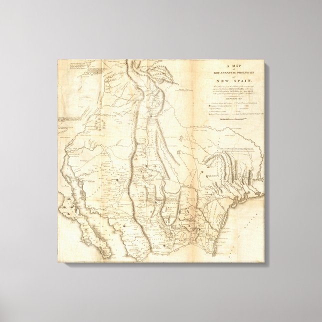 Lienzo Mapa de las provincias internas de Nueva España (Anverso)