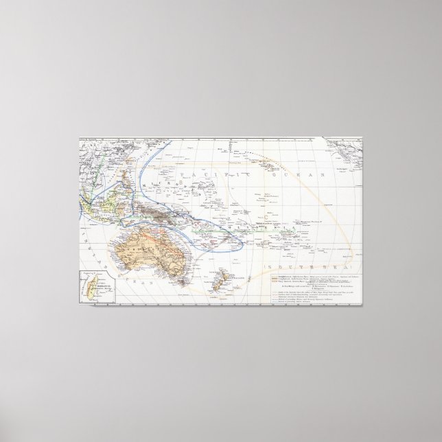 Lienzo Mapa de las razas de Oceanía y Australasia (Anverso)