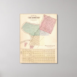 Lienzo Mapa de Le Sueur, mapa de Cleveland, Minnesota