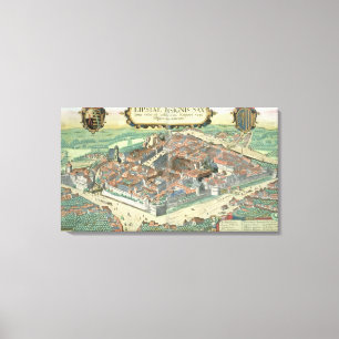 Lienzo Mapa de Leipzig, de 'Civitates Orbis Terrarum' por