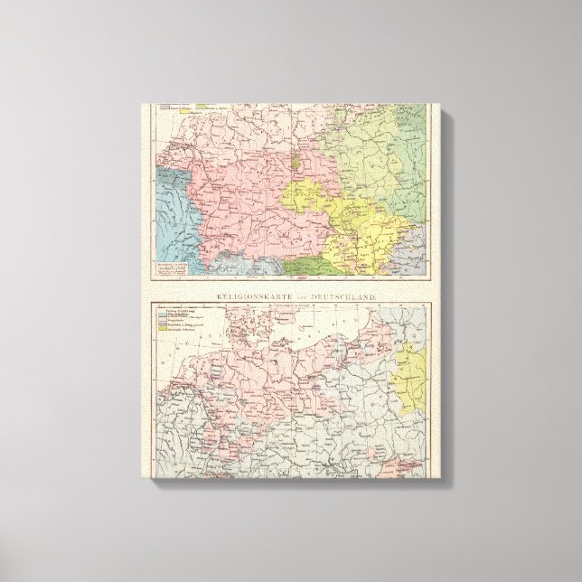 Lienzo Mapa de lenguas y religiones en Alemania (Anverso)