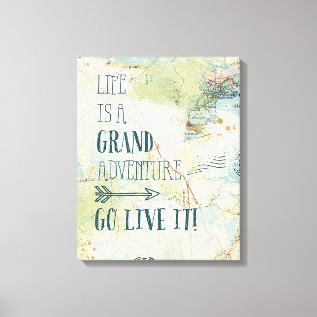 Lienzo Mapa de Letterpress USA (Anverso)