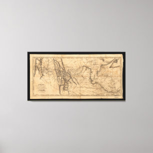 Lienzo Mapa de Lewis y de Clark a través de América