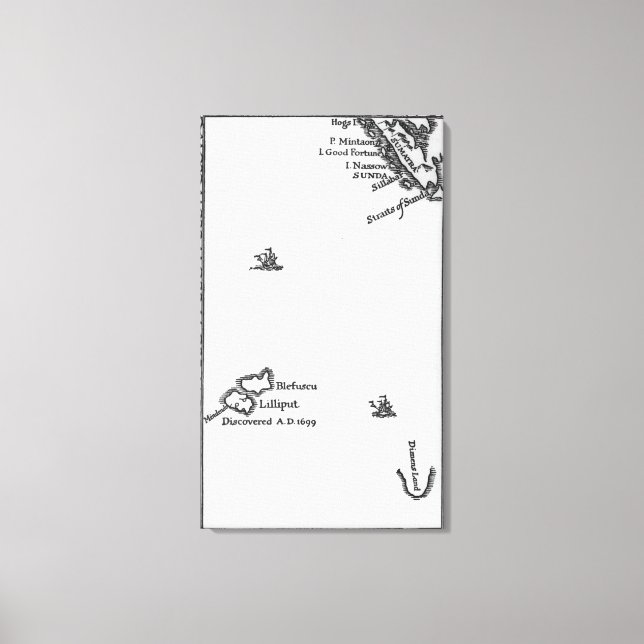 Lienzo Mapa de Lilliput y Blefuscu (Anverso)