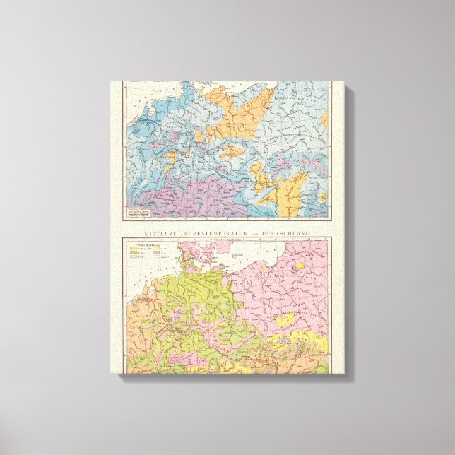 Lienzo Mapa de lluvias de Alemania (Anverso)