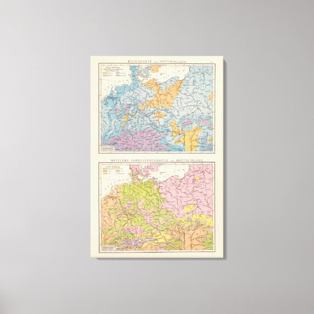 Lienzo Mapa de lluvias de Alemania (Anverso)