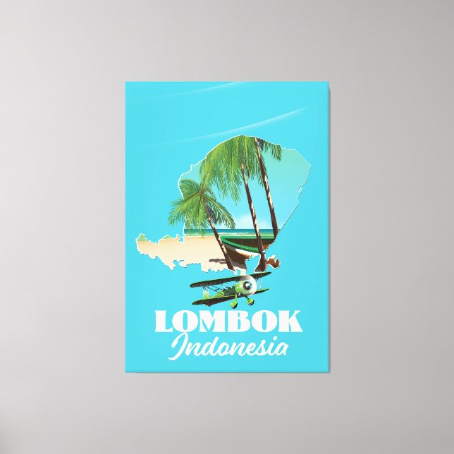 Lienzo Mapa de Lombok Indonesia (Anverso)