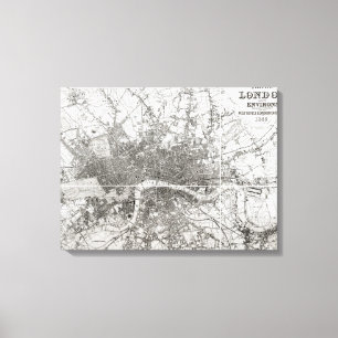 Lienzo Mapa de Londres moderno y de sus alrededores, 1854