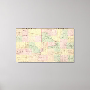 Lienzo Mapa de los condados de madera y de Portage