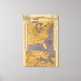 Lienzo Mapa de los estados atlánticos
