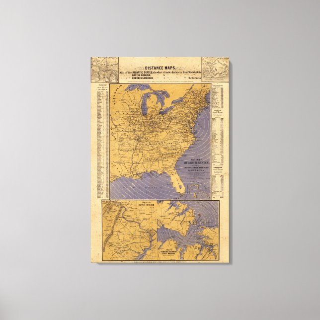 Lienzo Mapa de los Estados del Atlántico (Anverso)