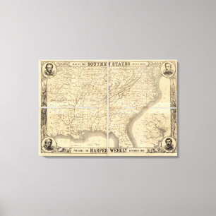 Lienzo Mapa De Los Estados Del Sur