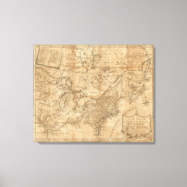 Lienzo Mapa de los estados norte y medio (Anverso)