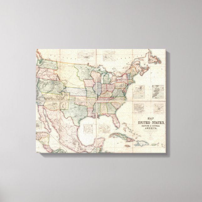 Lienzo Mapa de los Estados Unidos 2 (Anverso)