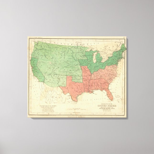Lienzo Mapa de los Estados Unidos 3 (Anverso)