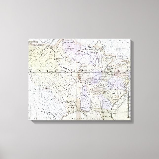 Lienzo MAPA DE LOS ESTADOS UNIDOS, c1812 (Anverso)