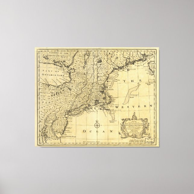 Lienzo Mapa de los Estados Unidos de América (1783) (Anverso)