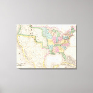 Lienzo Mapa de los Estados Unidos de América del Norte
