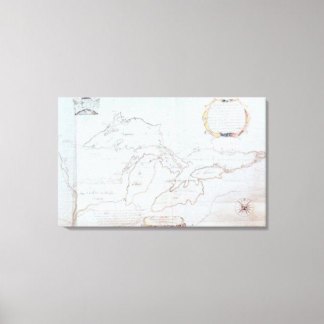 Lienzo Mapa de los Grandes Lagos (Anverso)
