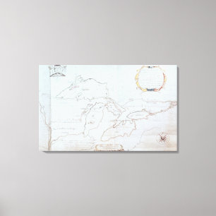 Lienzo Mapa de los Great Lakes