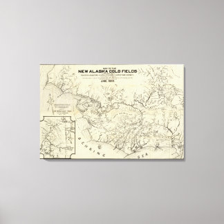 Lienzo Mapa De Los Nuevos Campos De Oro De Alaska