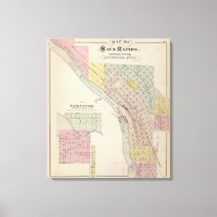 Lienzo Mapa de los Rapids de Sauk, mapa del centro de