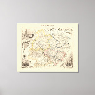 Lienzo Mapa de Lot et Garonne 1858, France Post