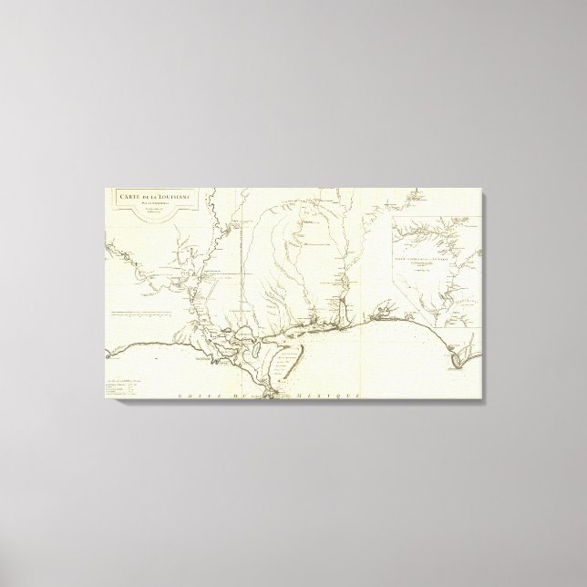 Lienzo Mapa de Louisiana (Anverso)