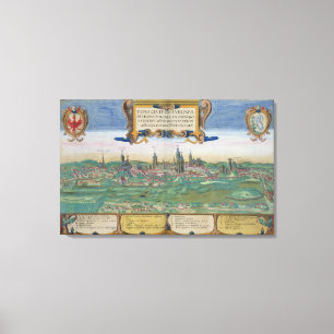 Lienzo Mapa de Lublin, de "Civitates Orbis Terrarum"