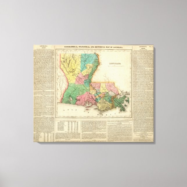 Lienzo Mapa De Luisiana (Anverso)