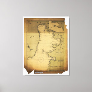 Lienzo Mapa de Luzón Filipinas 1902 de la bahía de Subi