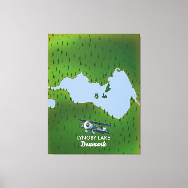 Lienzo Mapa de Lyngby Lake Dinamarca (Anverso)