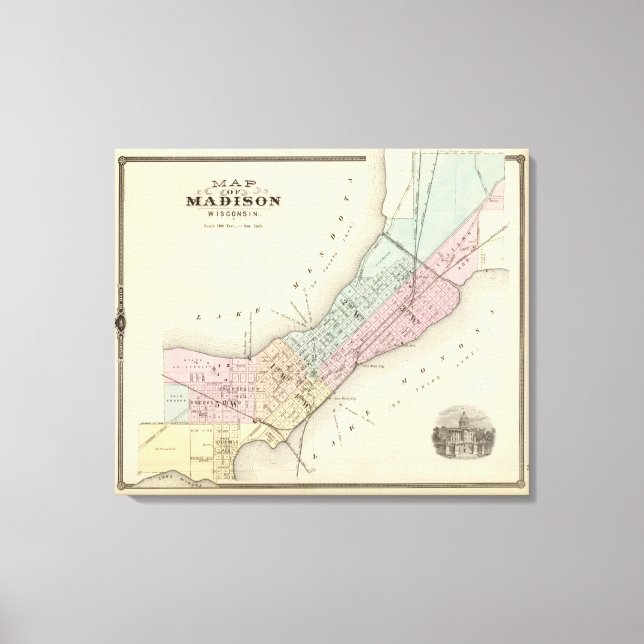 Lienzo Mapa de Madison, Wisconsin (Anverso)