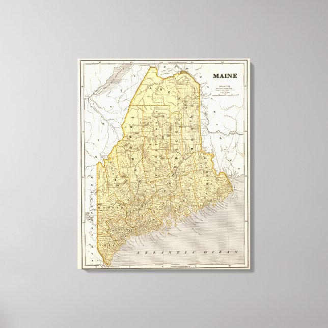 Lienzo Mapa de Maine Atlas (Anverso)