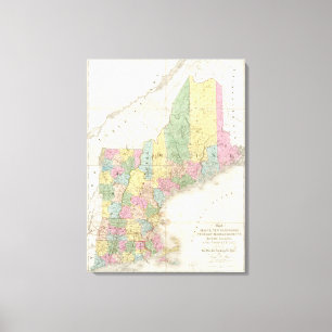 Lienzo Mapa de Maine, New Hampshire, Vermont