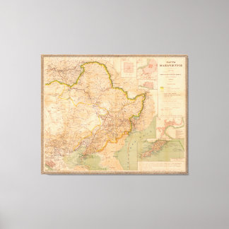 Lienzo Mapa de Manchuria, China (1901)