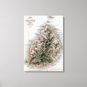 Lienzo Mapa de Mauricio, ilustracion 'Paul y Virginie