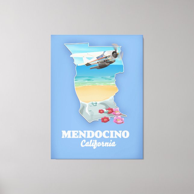 Lienzo Mapa de Mendocino California (Anverso)