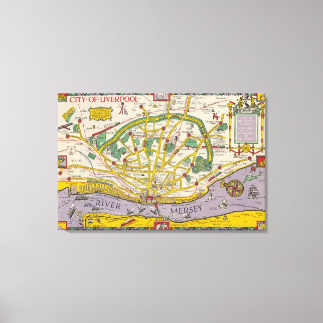 Lienzo Mapa de Merseyside, Liverpool 2 (Anverso)