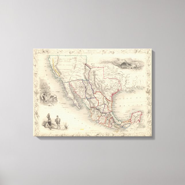 Lienzo Mapa de México, California y Texas (Anverso)