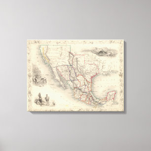 Lienzo Mapa de México, California y Texas