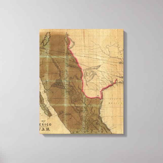 Lienzo Mapa de México mostrando el lugar de la guerra (Anverso)